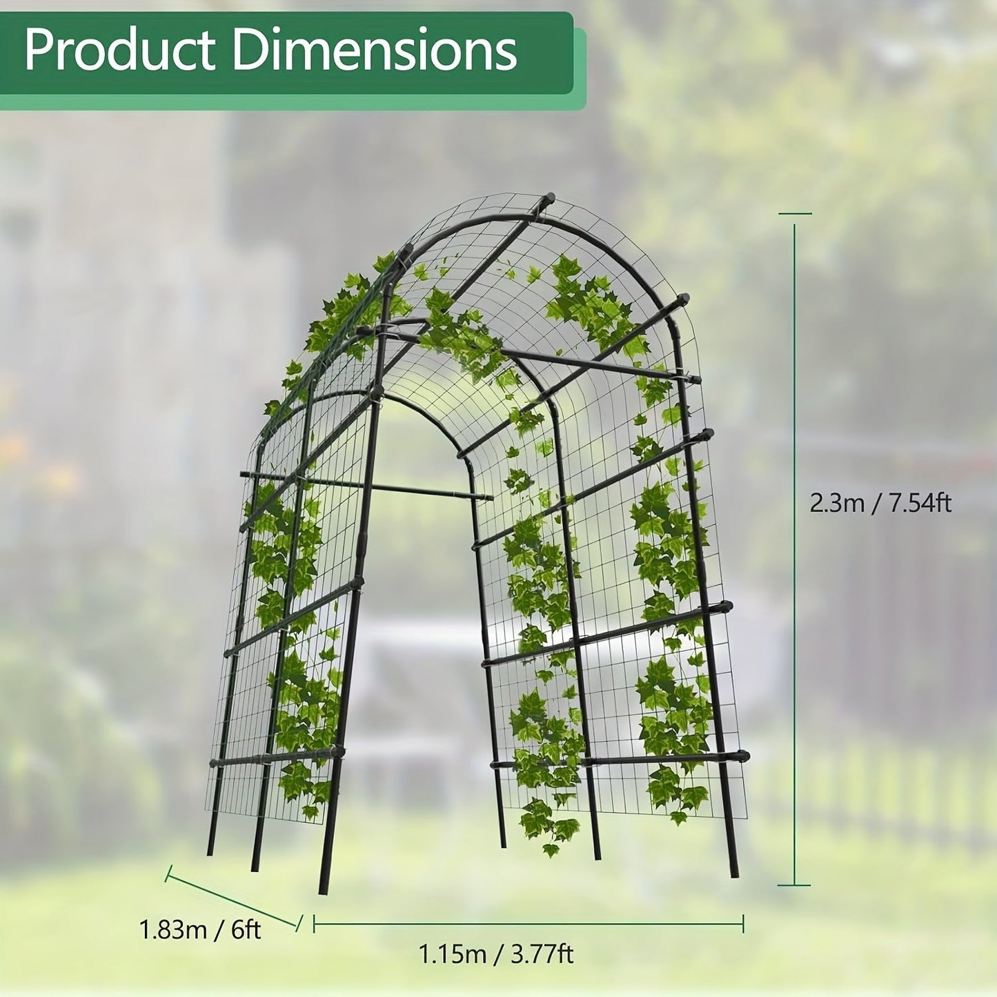 Climbing Arch Trellis 7.5ft Adjustable Metal Grid Garden Archway