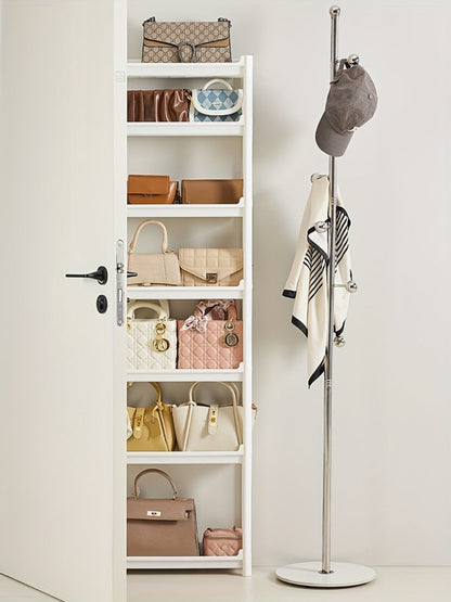 Behind Door Storage Rack, Multi-Layer Slim Organizer for Bathroom & Kitchen, Space Saving Over Door Shelf