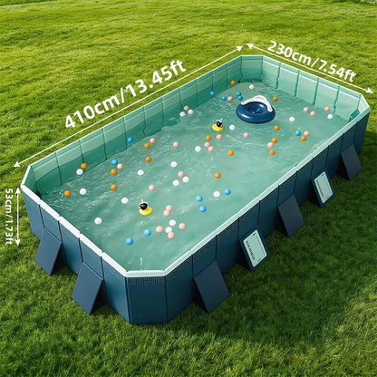 Large Rectangular Frame Pool, Non-Inflatable Backyard Swimming Pool with Drain for Garden, Patio and Yard Use