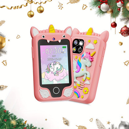 Unicorn Toy Phone in Pink or Purple with Dual Cameras, 25-Game Source Label and 8GB SD Card