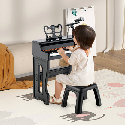 Kids Piano Set 37 Keys with Microphone, Detachable Music Stand & Stool, 22 Demos 8 Tones 8 Percussion Effects