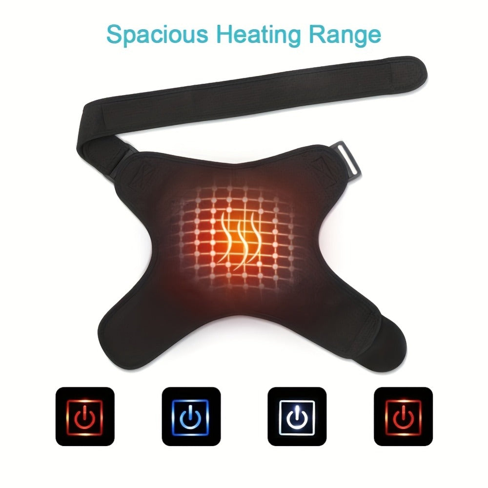 USB Heated Shoulder Pad with 3-Speed Temperature Control, Electric Heating Wrap for Shoulder & Neck Pain