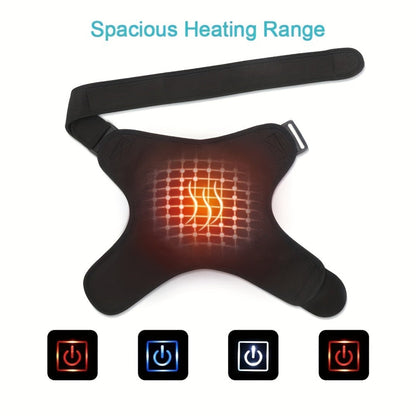 USB Heated Shoulder Pad with 3-Speed Temperature Control, Electric Heating Wrap for Shoulder & Neck Pain