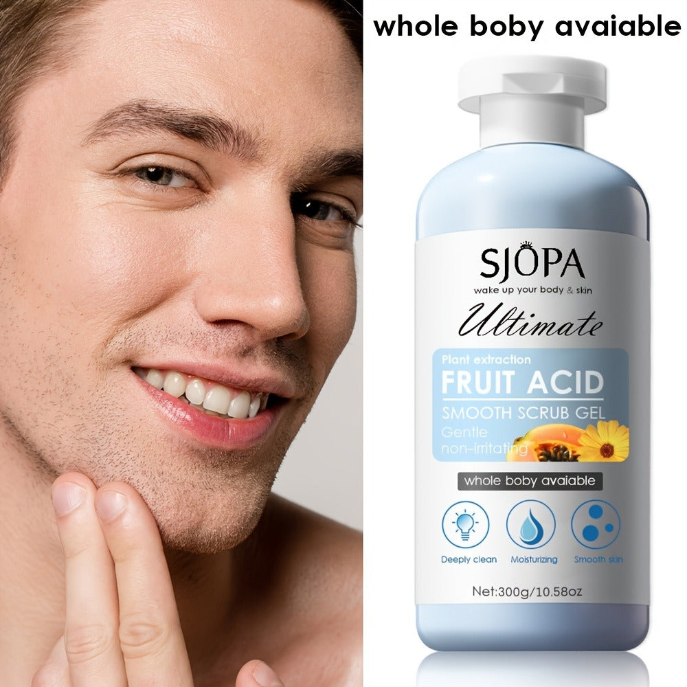 Body Scrub Exfoliating Gel Set 300g with Bath Cloth – Aloe Vera Papaya Chamomile Deep Cleansing Moisturizing Whole Body Scrub for Women Men