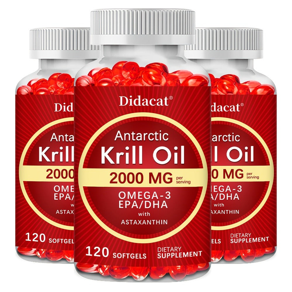 Antarctic Krill Oil 2000mg Per Serving 120 Softgels with Omega-3, EPA & DHA for Brain, Heart, Joint & Eye Health