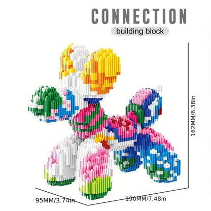 Balloon Dog Building Blocks Set – Colorful Interlocking Brick Sculpture Pop Art Home Decor Display Model for Adults Teens Art Lovers