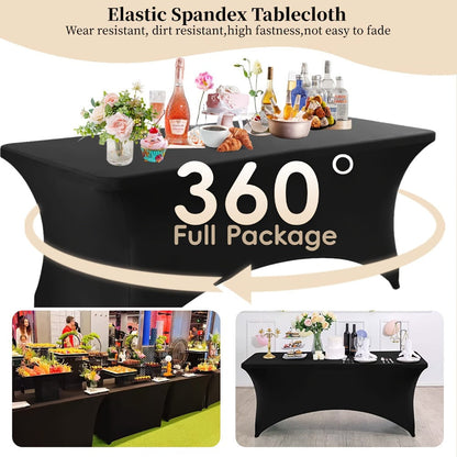 Spandex Tablecloth for 6 ft Rectangle Tables, Elastic Fitted Table Cover for Events, Parties, Weddings & Banquets