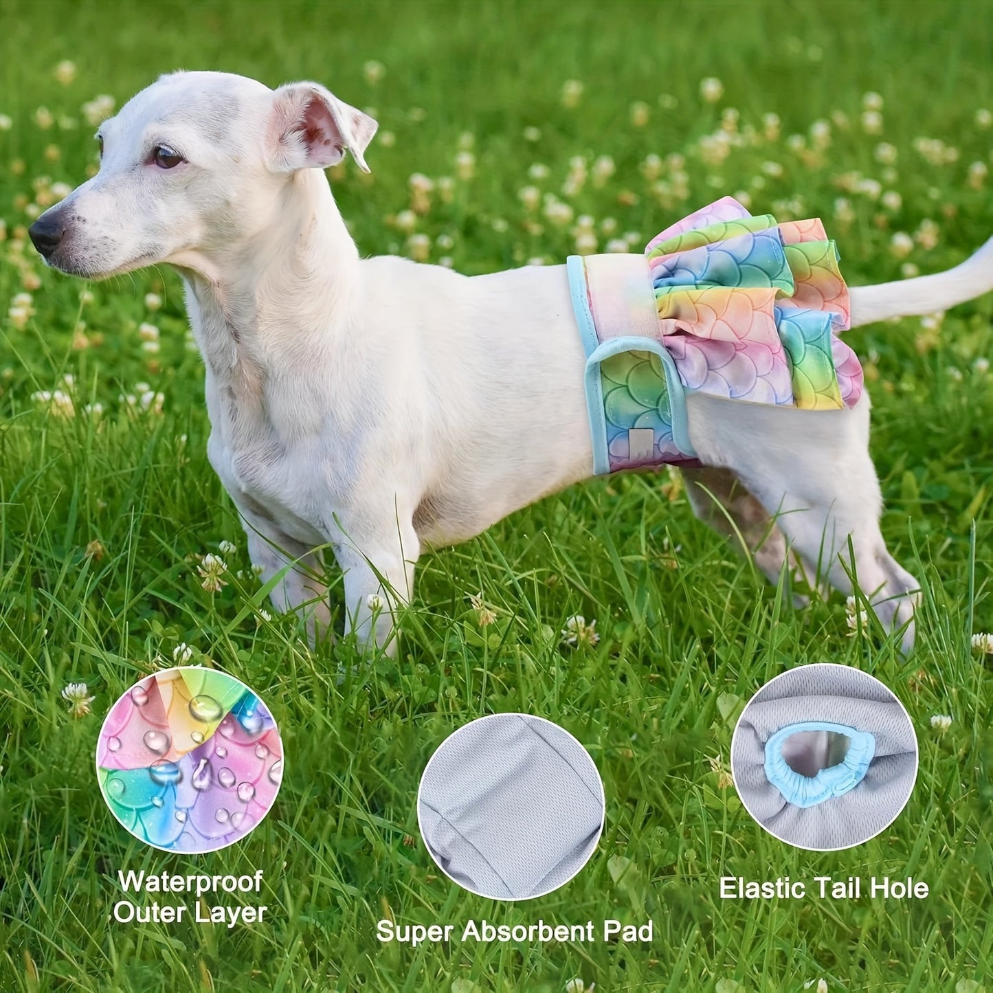 Female Dog Diapers Reusable Washable 3-Pack – Dog Panties Diaper Skirt for Dogs in Heat, Period, Incontinence & Excitable Urination, Size S