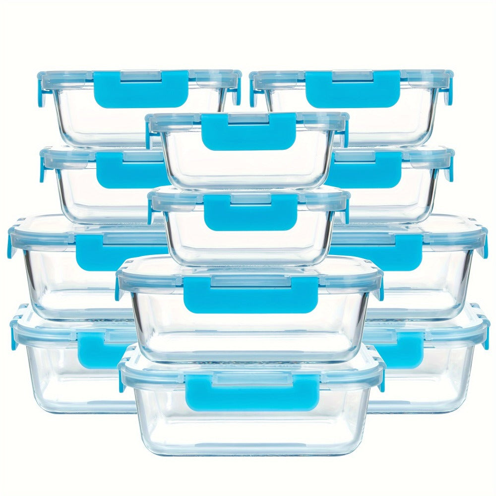 Glass Food Storage Containers with Airtight Lids – Borosilicate Glass Meal Prep Containers Set, Microwave Dishwasher Freezer Safe