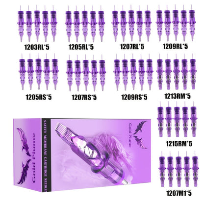 Mixed Tattoo Cartridge Needles 50pcs RL RS RM M1 Sterile Sealed EO Gas Sterilized for Temporary Body Art, Festivals and Costumes