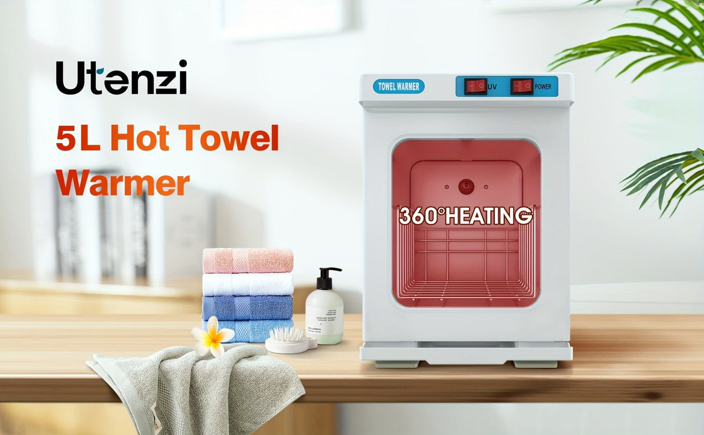 UV Hot Towel Warmer Cabinet 1.32 Gal 2-in-1 Heating & UV, Freestanding Professional Spa Heater for Salon