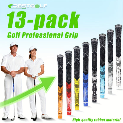 Midsize Golf Grips Set 13 Pack – All Weather Hybrid Rubber Golf Club Grips with Ecological Yarn Thread Technology, Multiple Colors