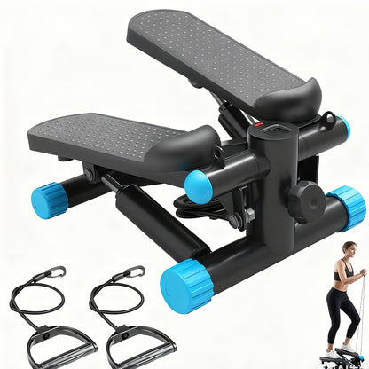 Mini Exercise Stepper Machine with Resistance Bands – Portable Twist Stair Stepper, 300lb Capacity, Full Body Trainer for Legs
