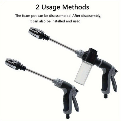 High Pressure Car Wash Gun with Long Extension Rod – Adjustable Spray Nozzle, Leak-Proof Connector, Fits Garden Hose