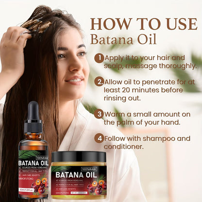 Pure Honduran Batana Oil 2-Pack – Natural Scalp Nourishing Strengthening Repair Oil for Dry Damaged Brittle Thinning Hair