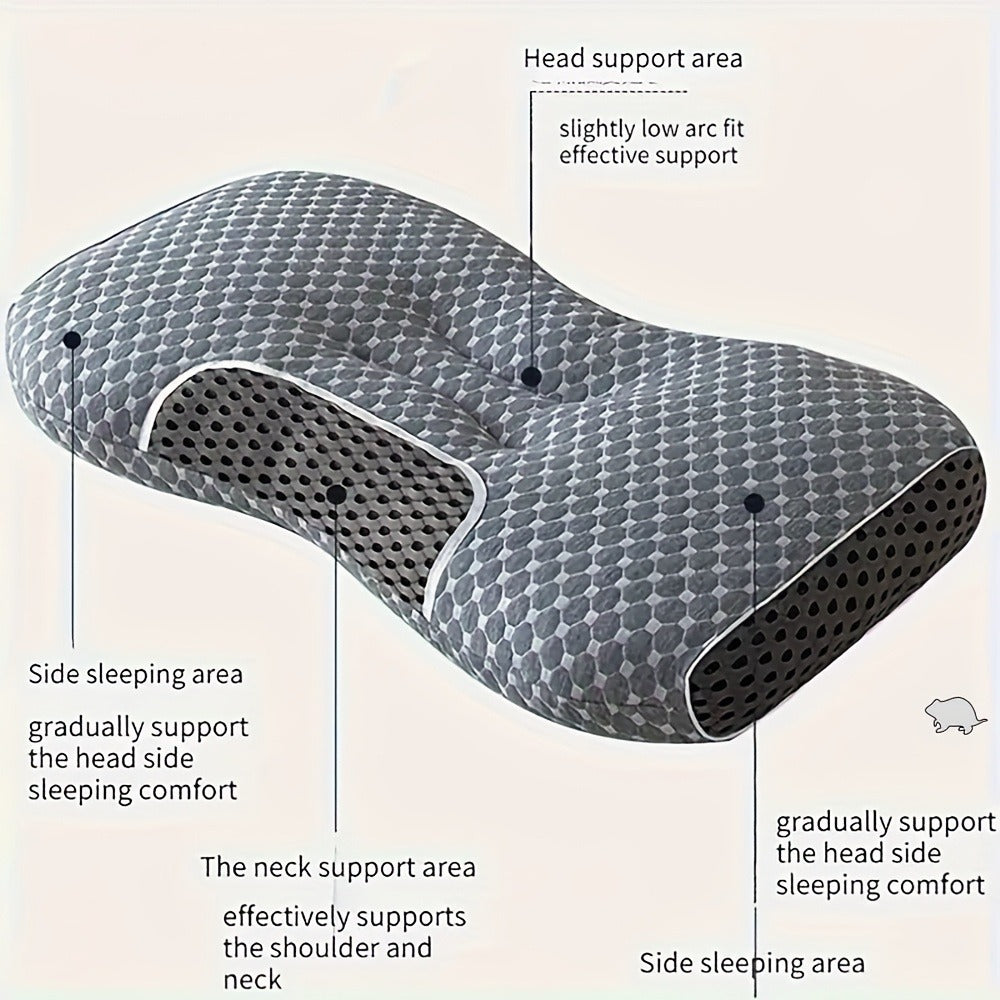 Cervical Neck Support Pillow Soft Knitted Ergonomic Orthopedic Contour Pillow for Deep Sleep – Non-Collapse High Pillow Core All Seasons