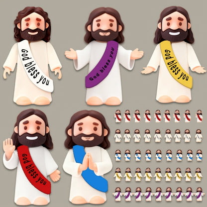Bulk Mini Jesus Statue Set 50/100/150pcs – Religious Figurine Decorations 5 Assorted Colors, Vase Filler Home Decor Party Favors Christian