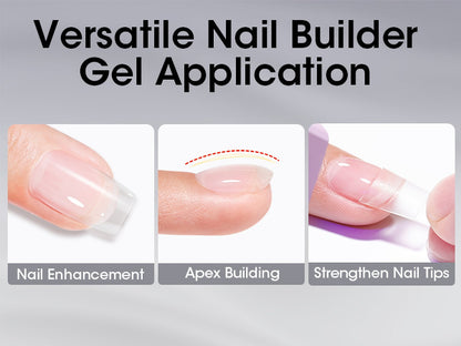 Clear Builder Gel HEMA-Free 5-in-1 2pcs 1.35oz – Nail Extension Strengthener Apex Construction Art Sealing & Repair | Soak-Off UV LED 28+