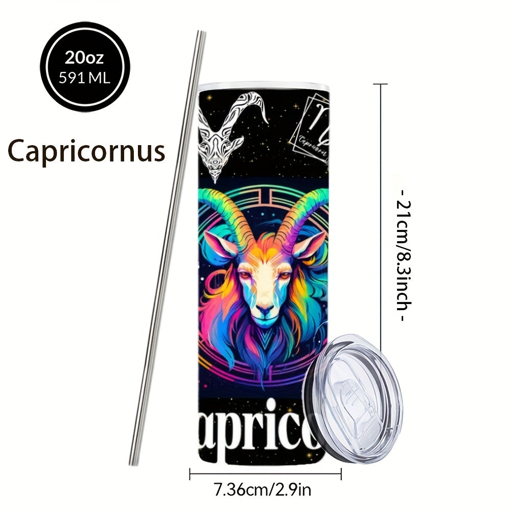 Insulated Tumbler 20oz Zodiac Horoscope 304 Stainless Steel with Lid, Straw and 12 Sign Choices