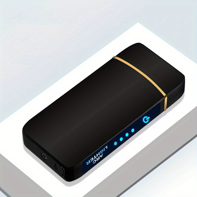 Flip-Top Dual-Arc Electric Lighter with Power Display in 12 Black or Blue Artwork Options Pictured