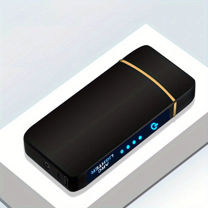 Flip-Top Dual-Arc Electric Lighter with Power Display in 12 Black or Blue Artwork Options Pictured