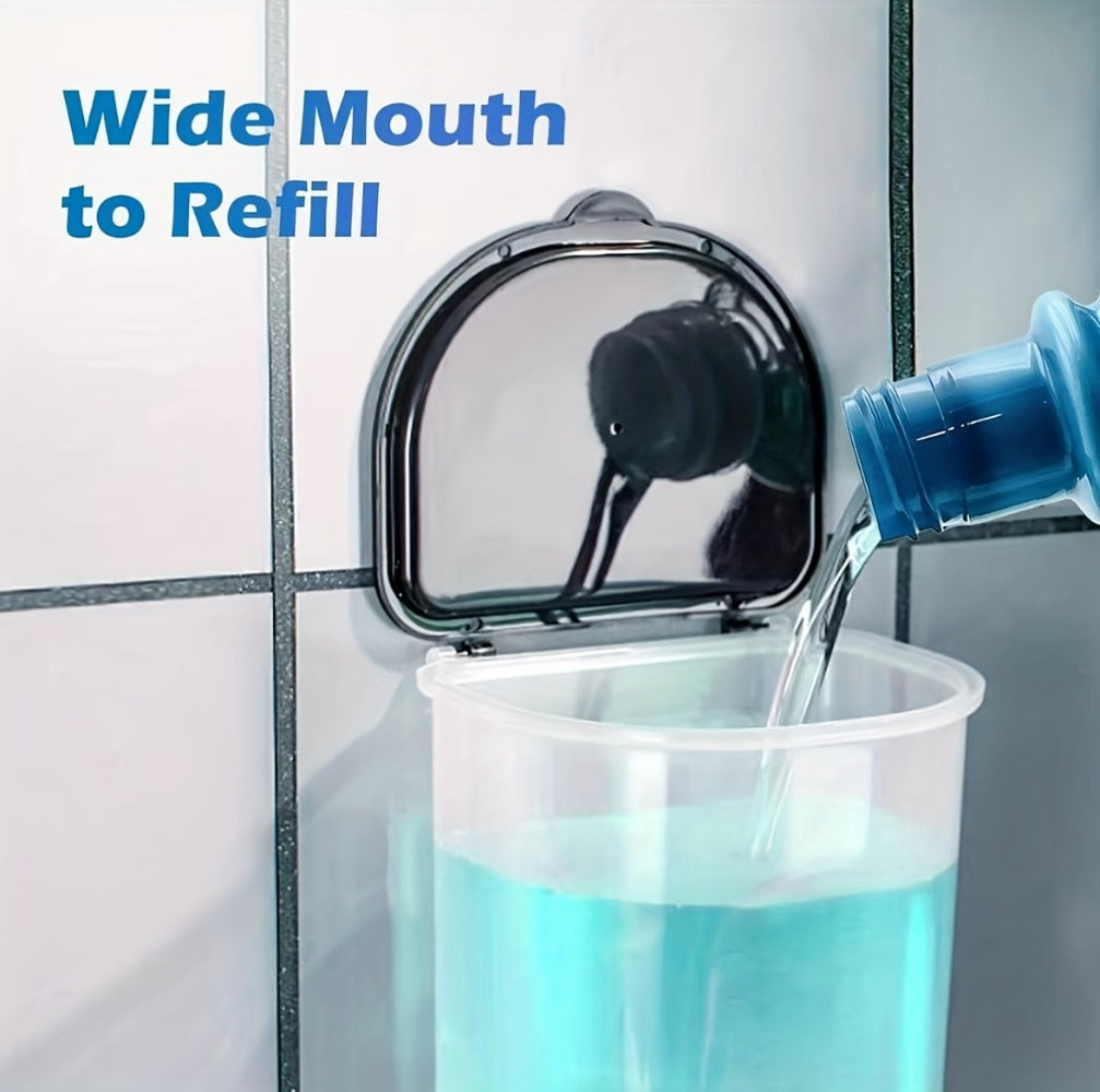 Mouthwash Dispenser Wall Mounted 2-Pack 21 oz Plastic Container - No Electricity Required for an Everyday Personal Care Routine