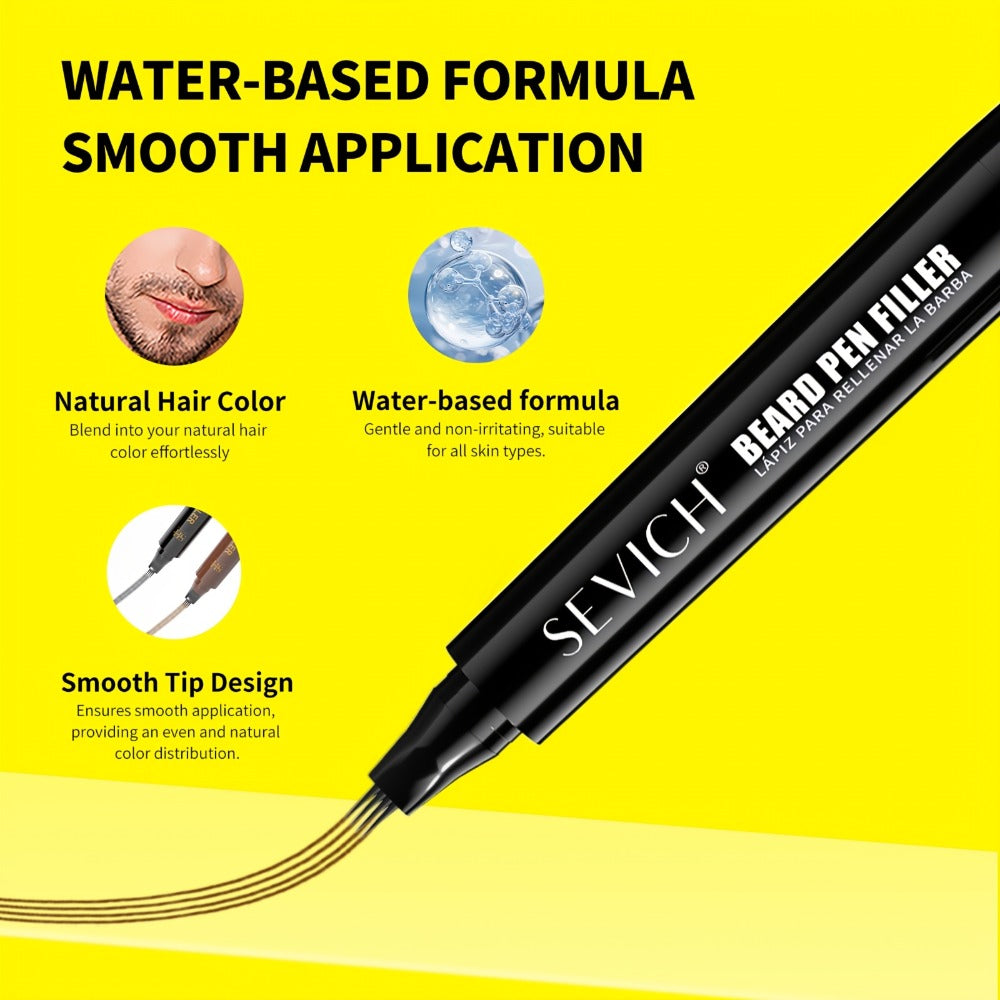 Beard Filler Pencil with Brush, Waterproof Beard Pencil for Fuller Thicker Beard, Fills Sparse Patchy Beard & Mustache