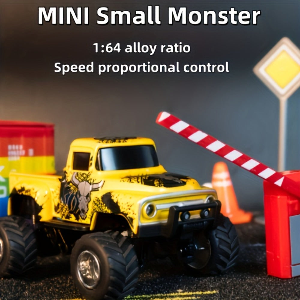 Remote Control Car, 1:64 Die-Cast Monster Truck with 2.4GHz Control, LED Headlights and Five Color Options
