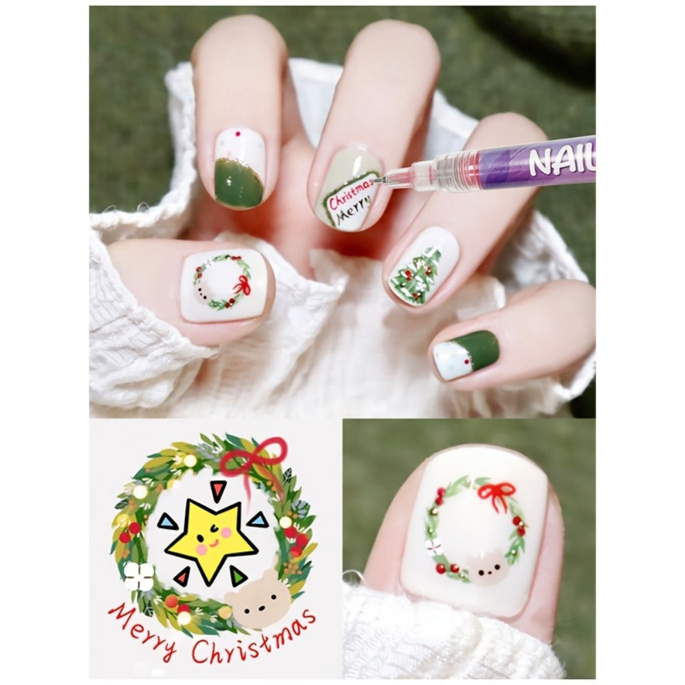 Nail Art Pens Set 12 Colors Quick Dry 3D Doodle Dot Stitching Nail Art Pen Kit – DIY Nail Design Tools