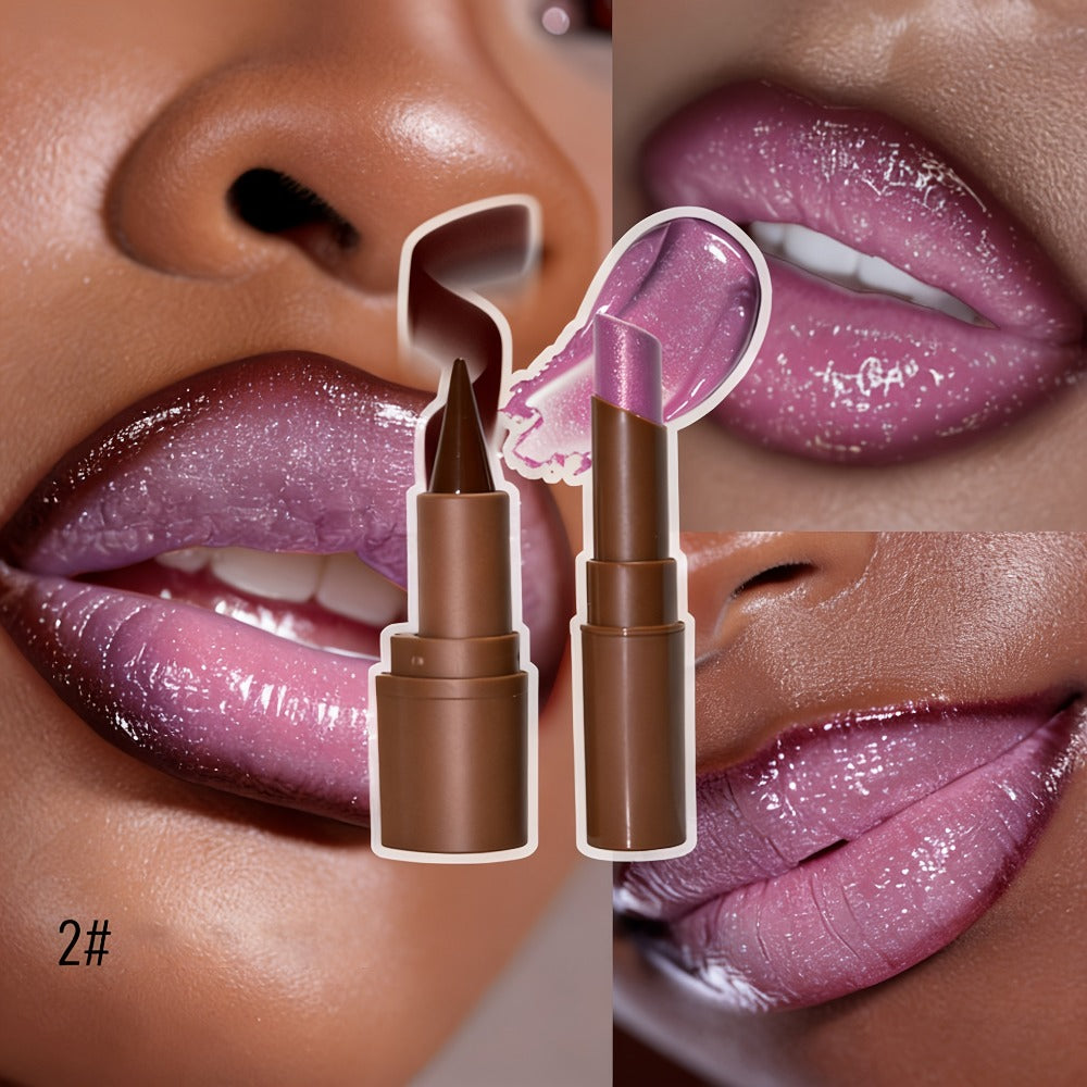 Metallic Lipstick & Lip Liner Pen Set for Women, 3D Full Lip Shape High-Shine Glossy Finish, Smudge-Proof All-Day Wear