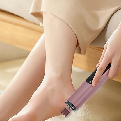 Rechargeable Electric Foot File and Callus Remover with Two Heads and Ten Sandpaper Pads in Pink