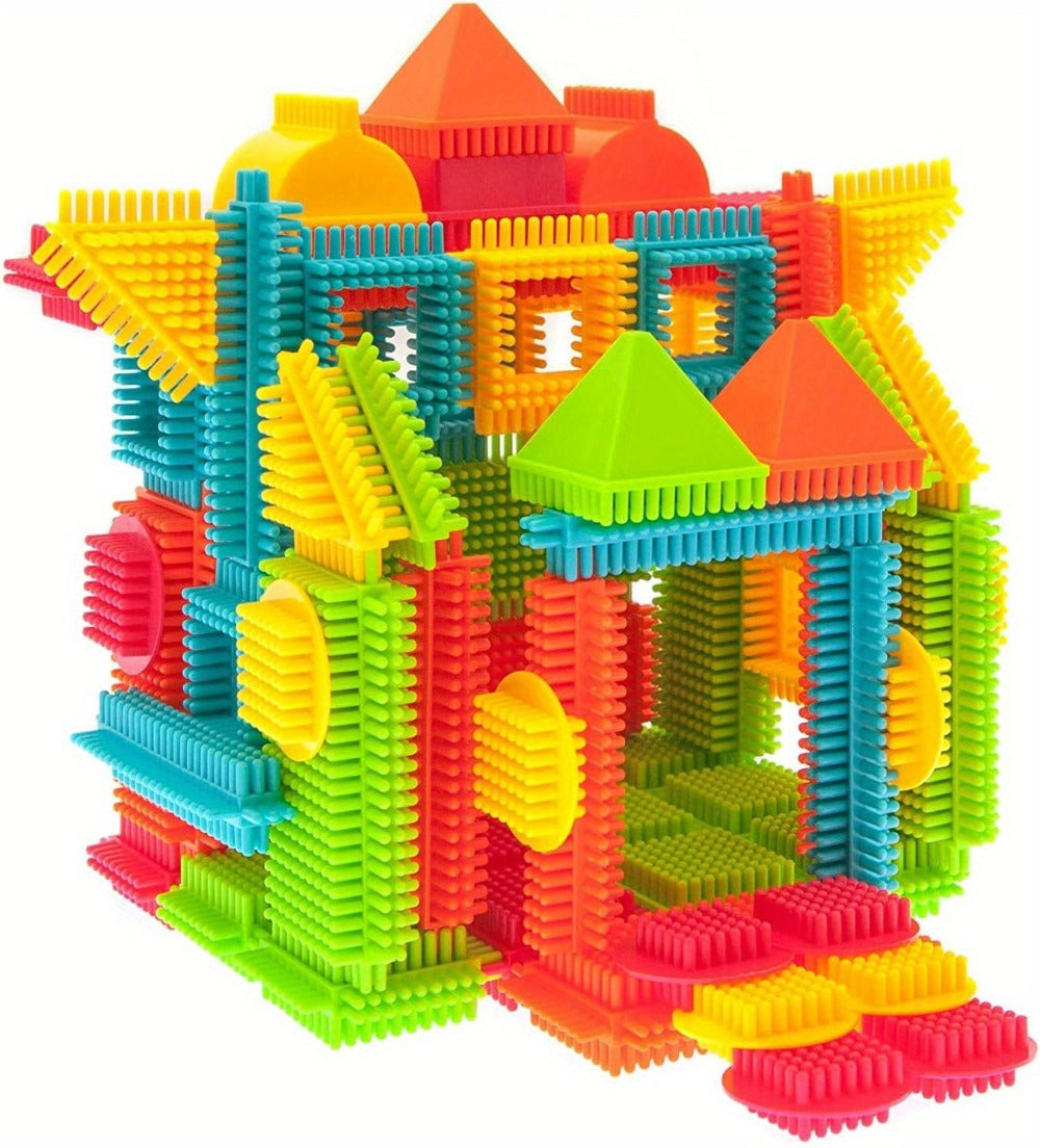 Hedgehog Bristle Blocks for Toddlers 150PCS, Interlocking Brush Building Set, Sensory STEM Learning Toy for Kids Ages 2 3 4 5