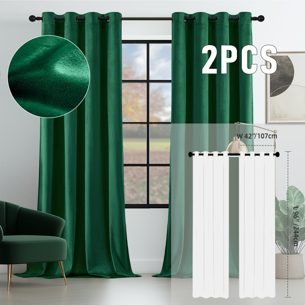 Velvet Room Darkening Curtains 2 Panels, Grommet Top Thermal Insulated Soundproof Blackout Curtains for Living Room Bedroom