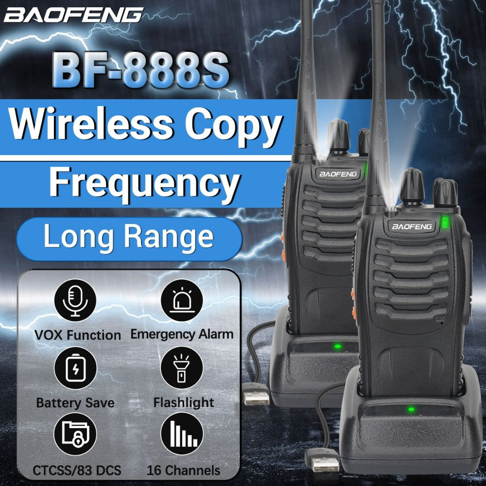 Baofeng BF-888S Walkie Talkie 2-Pack – Long Range UHF Two Way Radio, Wireless Frequency Copy, Portable Ham Radio for Hunting, Hiking