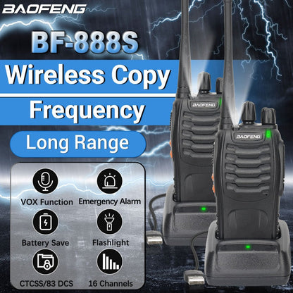 Baofeng BF-888S Walkie Talkie 2-Pack – Long Range UHF Two Way Radio, Wireless Frequency Copy, Portable Ham Radio for Hunting, Hiking