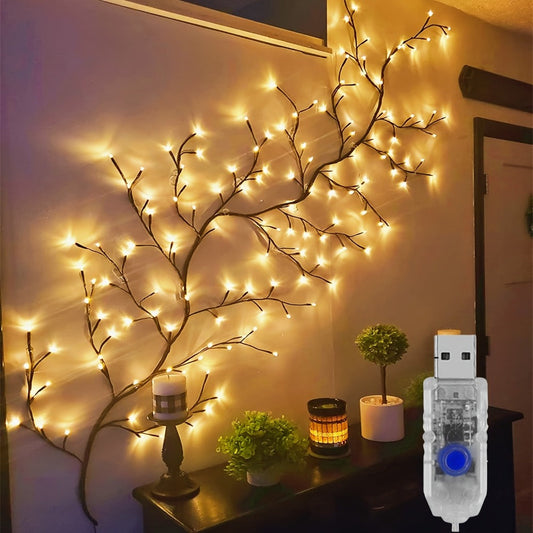 String Lights, 96-LED Warm White Willow Vine Branch with 5.9-Foot Length and IP45 Rating with Specific Power, Color, Length and Mode Choices