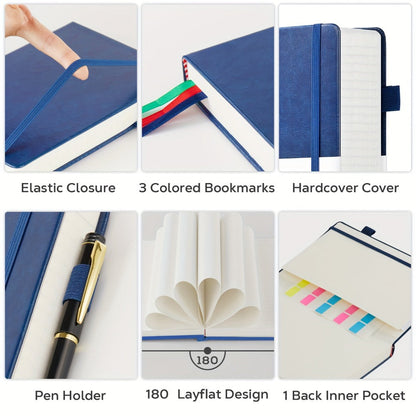 A4 Hardcover Lined Journal Notebook 320 Pages, Faux Leather College Ruled Notebook with 100GSM Thick Pages