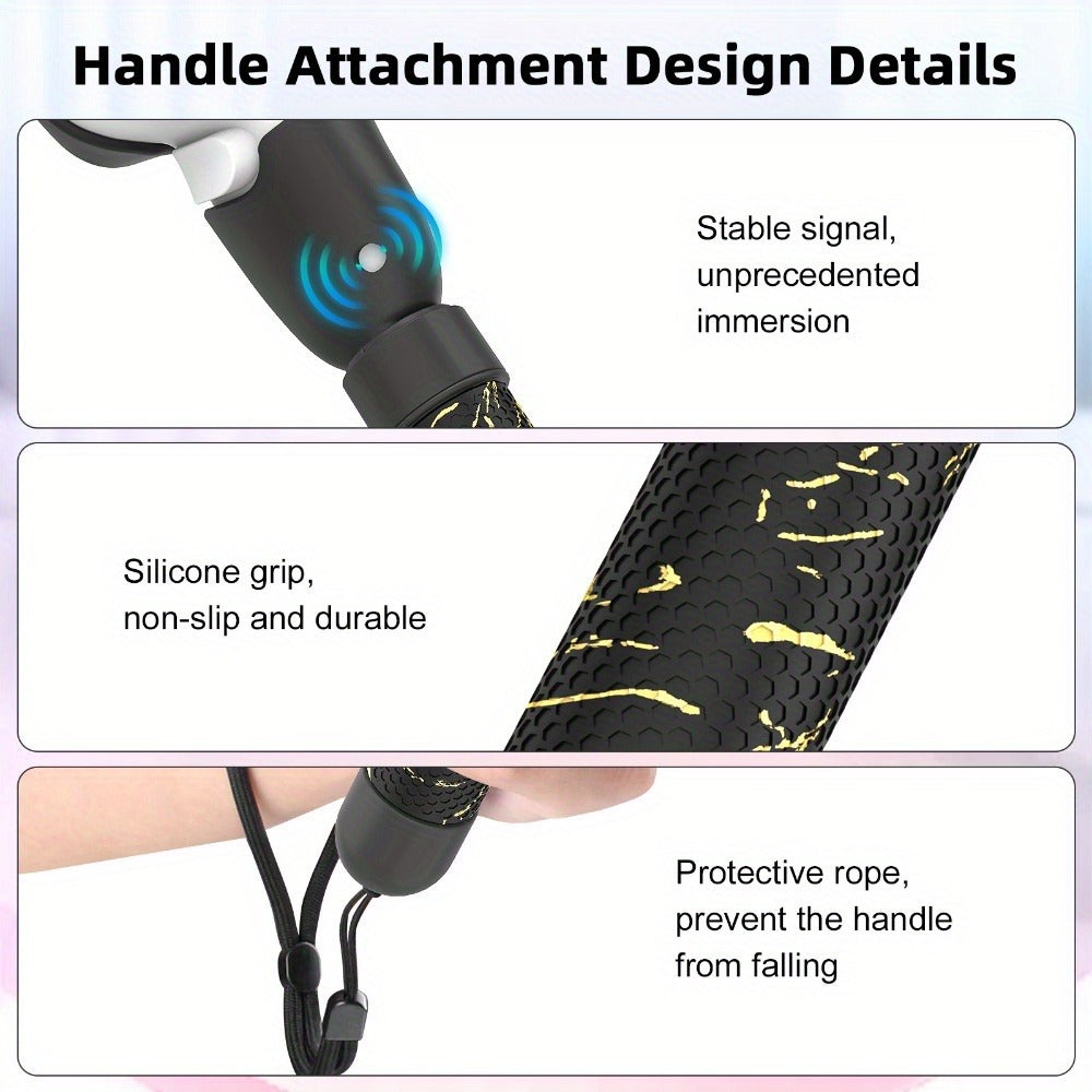 Meta Quest 3S Controller Handle Extension Grips, 3-in-1 VR Handle Attachments for Beat Saber, Golf+