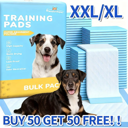 Super Dog Training Pads XL XXL, Thick Leak-Proof Pet Pee Pads & Adult Incontinence Underpads, Buy 50 Get 50 Free