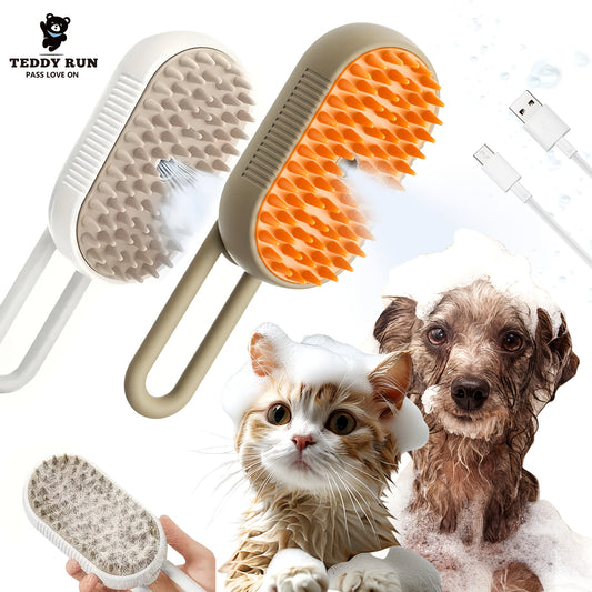 Cat Grooming Steam Brush – Self-Cleaning 4-in-1 Pet Brush with Spray for Cats & Dogs Shedding Grooming Control Deshedding Tool