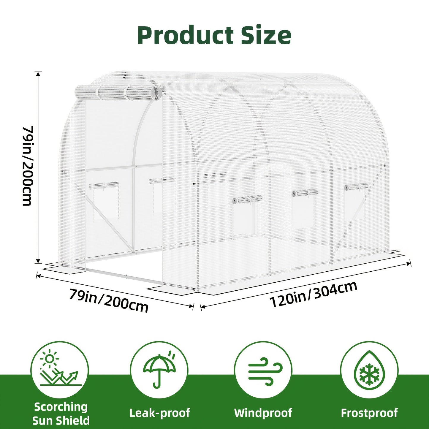 Outdoor Walk-In Greenhouse 10x6.6x6.6 FT – Dual Zippered Screen Doors, 6 Screen Windows & Reinforced Frame