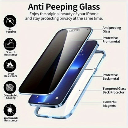 Double-Sided Glass iPhone Case with Stand 2-Piece Set Magnetic 360 Metal Frame Safety Lock Lens for an Everyday Personal Care Routine