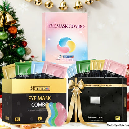 Collagen Eye Mask Patches 40 Pairs – Caffeine & Aloe Vera Under Eye Patches 4 Types Eye SPA Multi-Color Depuff Dark Circle Moisturizing