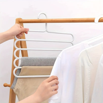 5-Layer Pants Rack Multi-Tier Anti-Slip Space Saving Hanger | 5 Pack Vertical Closet Organizer for Pants Scarves Clothing | Durable Plastic