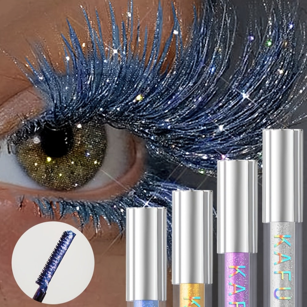 Colored Mascara Set 4pcs for Women – Vibrant Silver Blue Yellow Purple Curling Long-Lasting Formula, Highly Pigmented Bold Eye Makeup