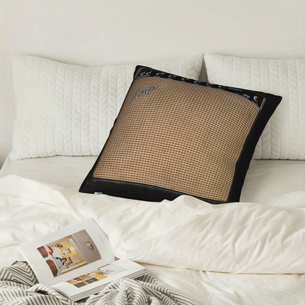 Throw Pillow Cover Guitar Amplifier Music Themed Decorative Cushion Case 18x18 Inch Zipper for Entryways, Bedrooms and Living Spaces
