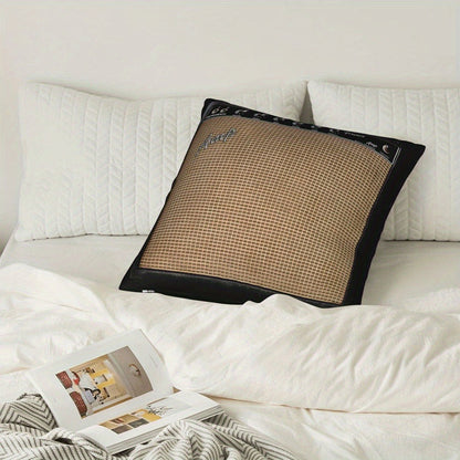 Throw Pillow Cover Guitar Amplifier Music Themed Decorative Cushion Case 18x18 Inch Zipper for Entryways, Bedrooms and Living Spaces