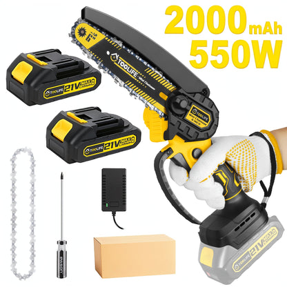 Mini Chainsaw Cordless, Handheld Electric Saw Tree Trimming Wood Cutting for Garden, Patio and Yard Use