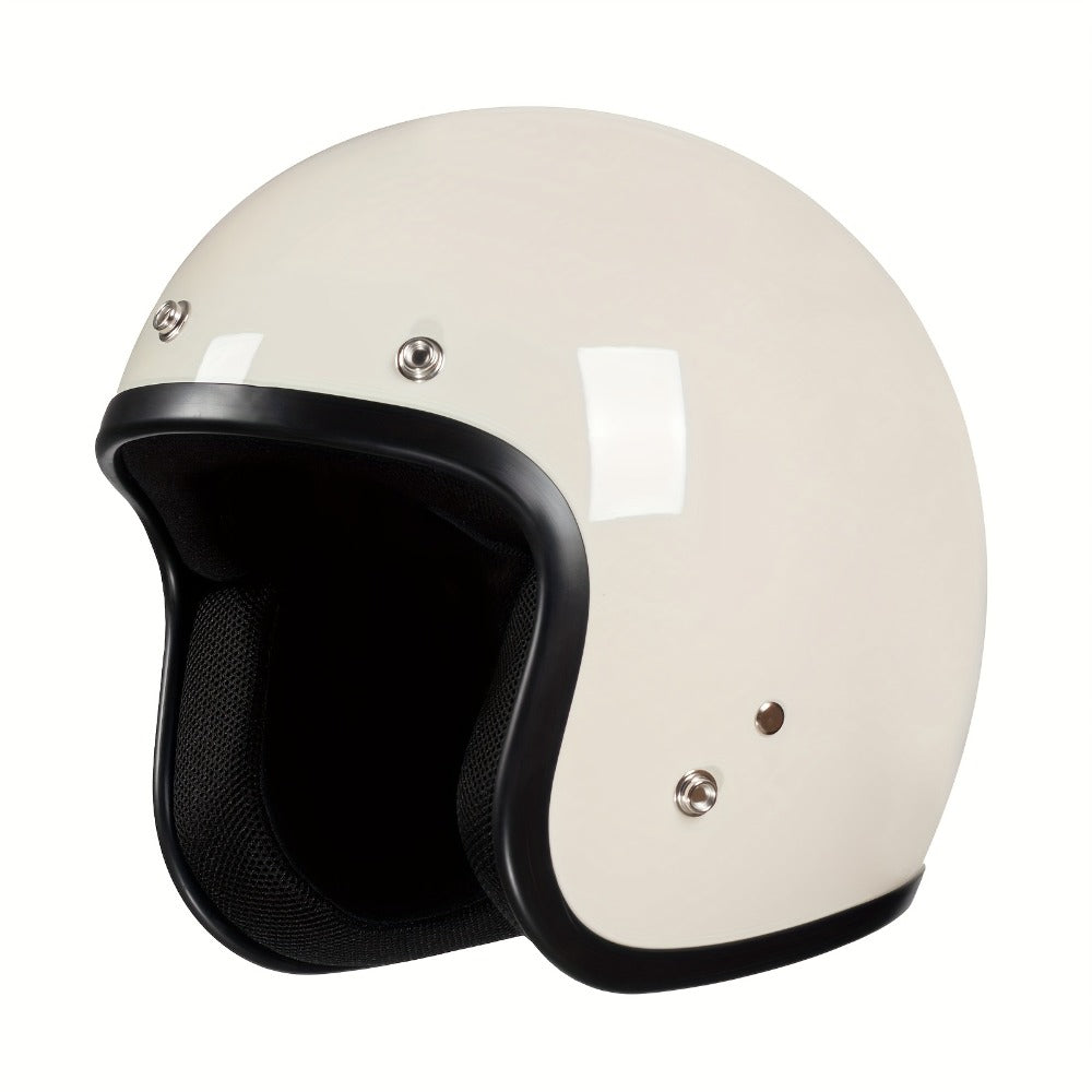 Motorcycle Helmet 3/4 Open-Face Design in Six Graphic Styles, S-XL Sizes with Front Snap Hardware and Padded Liner