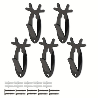 Deer Head Wall Hooks Set of 5 | Rustic Antler Wall Mount Coat Hook | Heavy Duty Steel | Entryway Bedroom Bathroom Balcony Home Decor